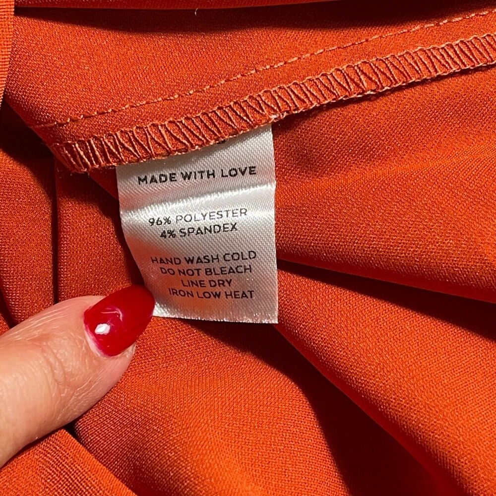 Lulus Twisty Business Orange Twist-Front Long Sleeve Top Sz L Hippy Romantic - Picture 9 of 9